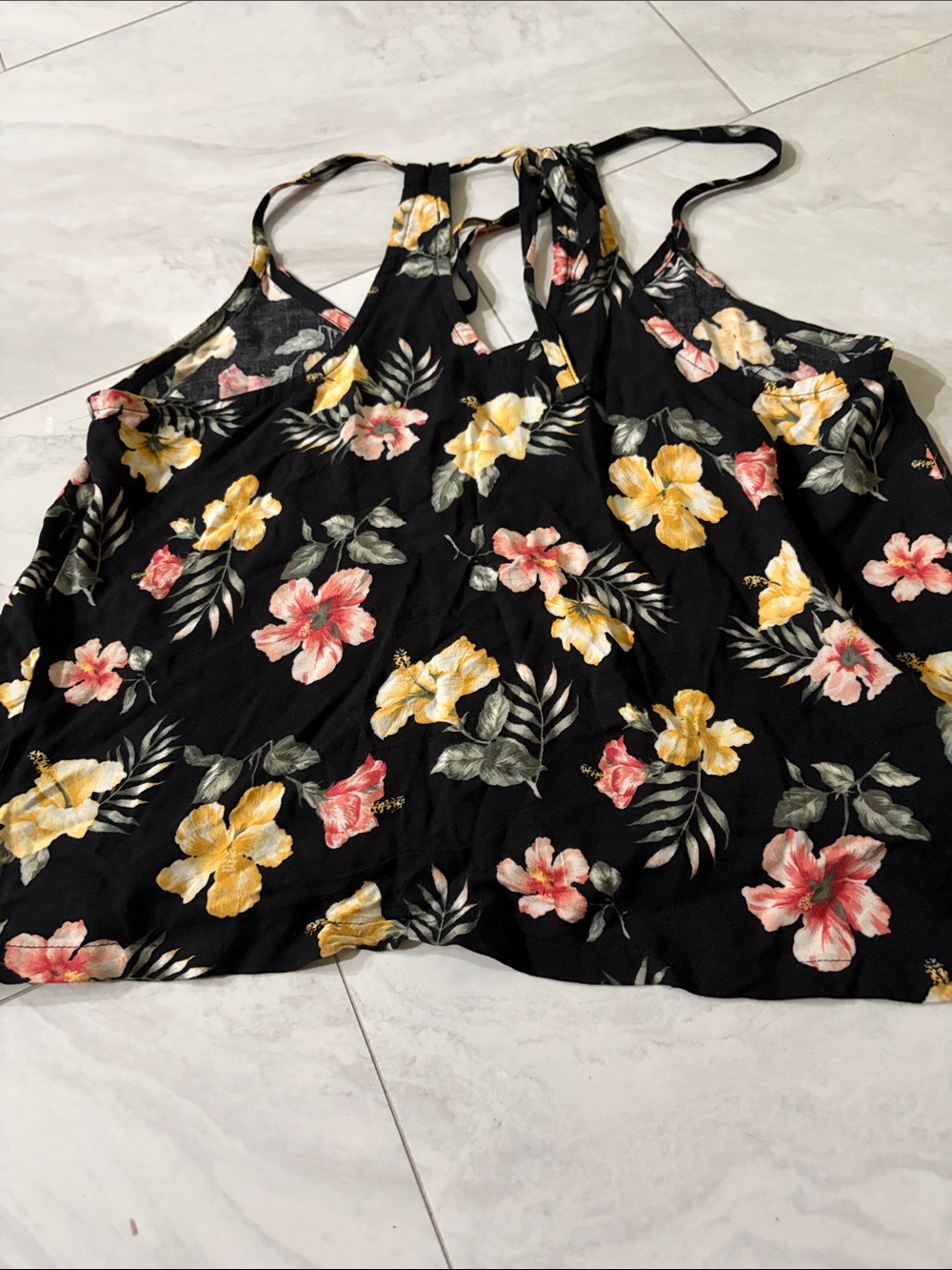 Hollister Black Floral Skirt with Yellow and Pink Flowers